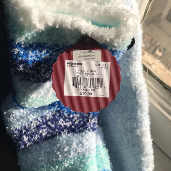 Blue Fuzzy Crew Socks - Picture 2 of 3